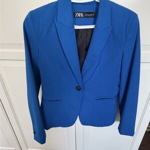 Zara Women's Vibrant Blue Suit Pants and Blazer